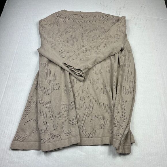 Chicos Cardigan Beige Long Sleeve Casual Work Open Front Knit Sweater 2 LARGE - Picture 11 of 12